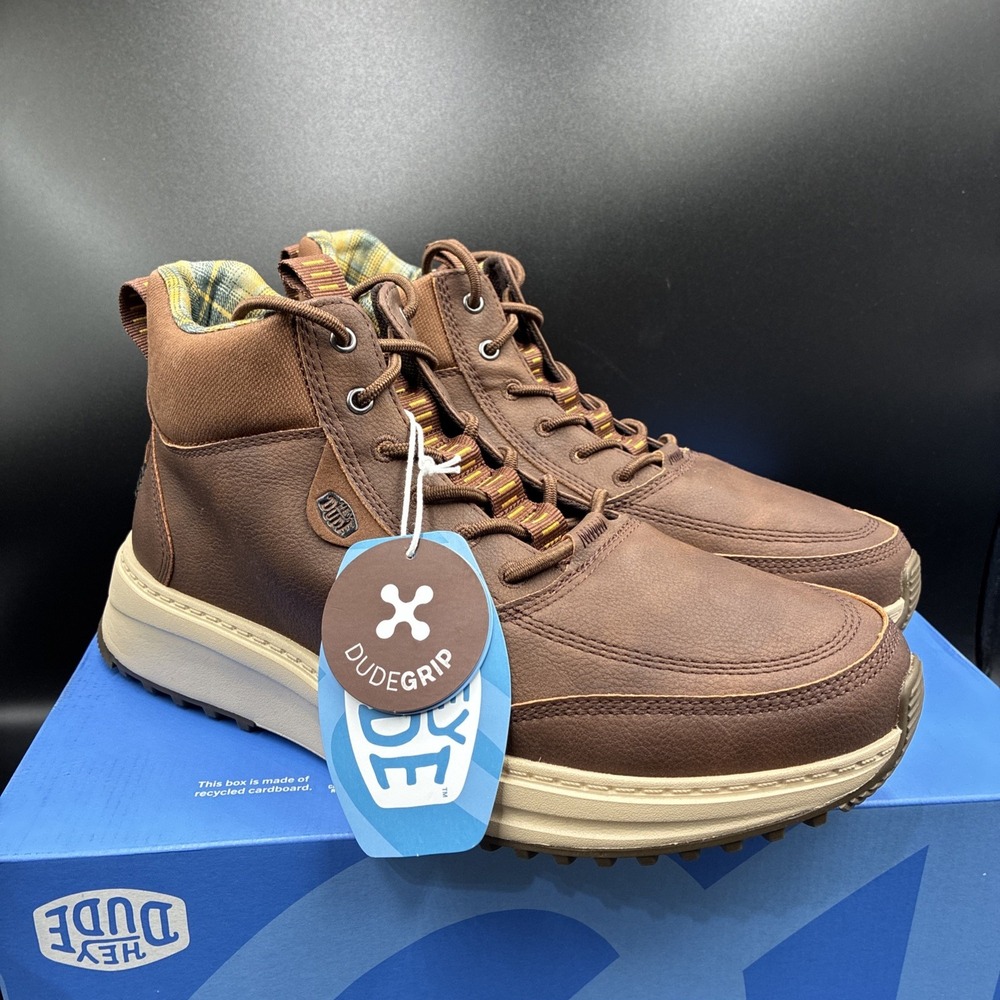 Hey Dude Boots Mens Sz 9 Brown Tahoe Classic Mid Top Chukka Comfort Outdoor NEW